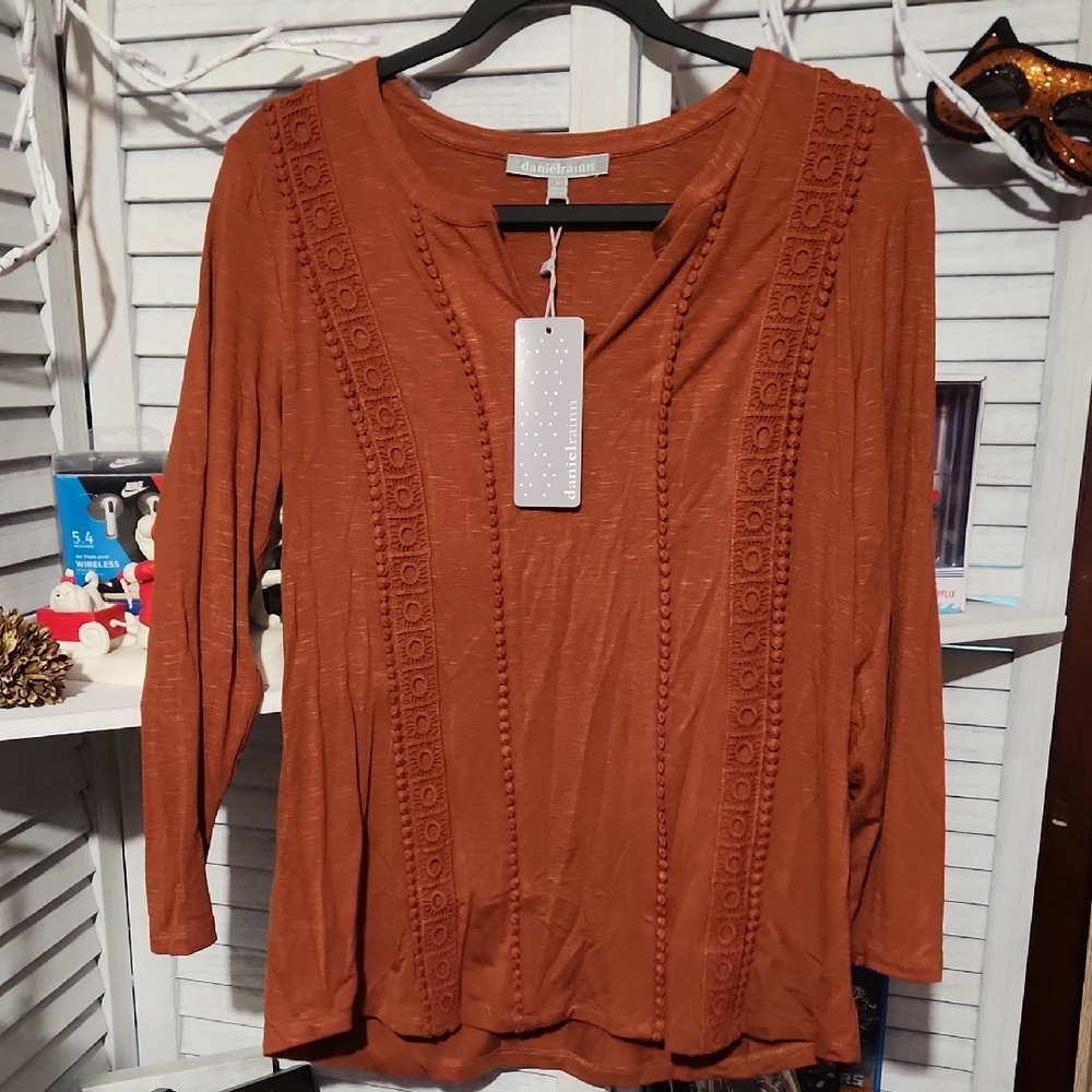Daniel Rainn Terracotta Long Sleeve Top